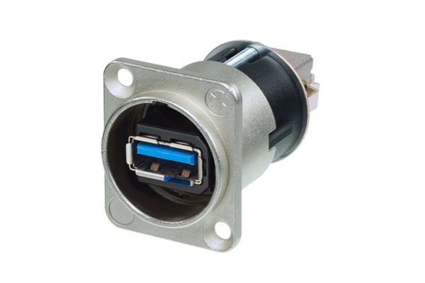 Neutrik NAUSB3 kabelomvandlare (hane/hona) USB 3.0 Type A USB 3.0 Type B Svart, Metallisk
