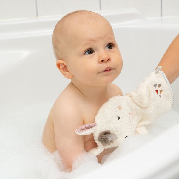 Fehn 058215 babytvättsvampar Badhandske med tvättsvamp Multifärg