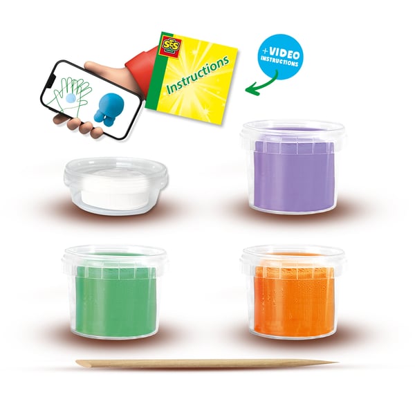 Pikkukuva 2 / 5: SES Creative 00812 kulutustavaroiden muovaus Muovailuvaha 310 g Vihreä, Oranssi, Purppura, Valkoinen 4 kpl