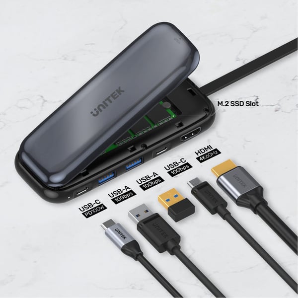 Miniatyrbild 4 av 8: UNITEK uHUB H6 USB Type-C 10000 Mbit/s Grå