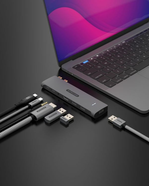 Sitecom AC-1003 gränssnittshubbar USB Type-C 5000 Mbit/s Svart, Grå