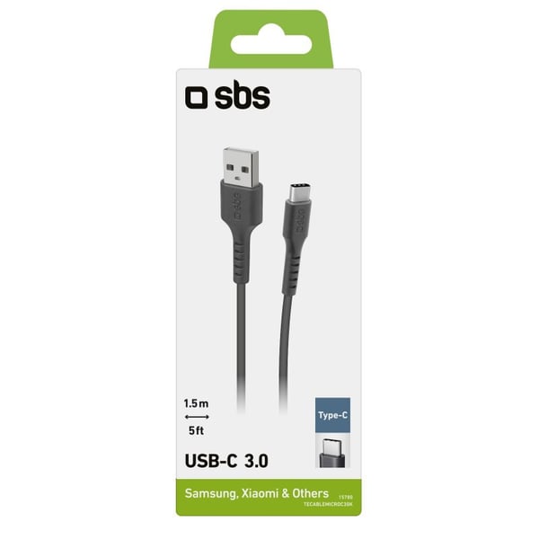 SBS TECABLEMICROC30K USB-kabel USB 3.2 Gen 1 (3.1 Gen 1) 1,5 m USB A USB C Sort