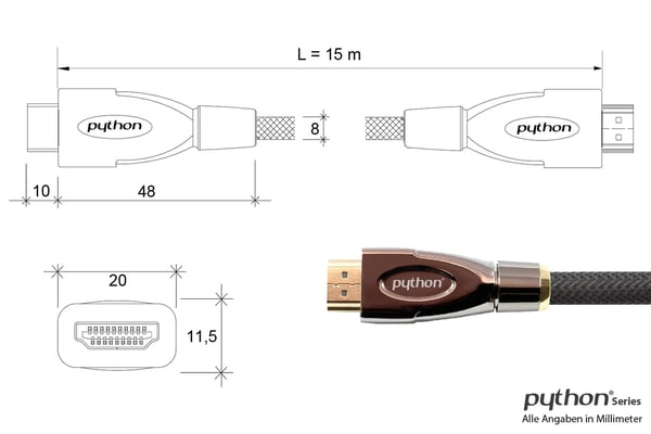 Pikkukuva 5 / 6: Alcasa GC-M0021 HDMI-kaapeli 15 m HDMI-tyyppi A (vakio) Musta