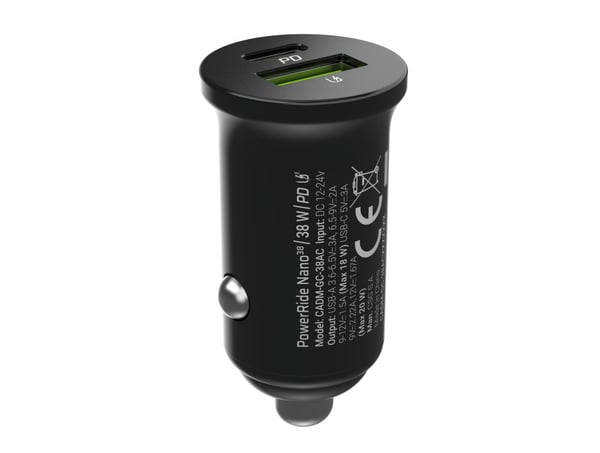 Miniatyrbillede 4 af 7: Green Cell GC CADM-GC-38AC - USB-Ladegeraet 38 W 1x USB-C USB-A schwarz Lommelygte, GPS, Hovedtelefoner, Mobiltelefon, Navigator, Andet, Bærbar højttaler, Strømbank, Smartphone, SmartWatch, Tablet, Universel Sort Cigartænder Hurtig opladning Automatisk, Indendørs