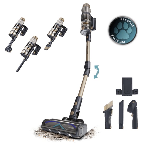Miniatyrbillede 8 af 13: Cecotec Conga Rockstar RS90 Pet Flex 2-i-1 stangstøvsuger Batteri Dry Cyclonisk Poseløs 0,5 L 600 W Sort, Blå, Guld 2,5 At