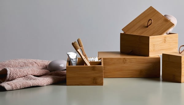 Miniatyrbillede 2 af 8: WENKO 23916100 opbevaringsbeholder til badeværelset Træ Bamboo Badeværelse organisatorer