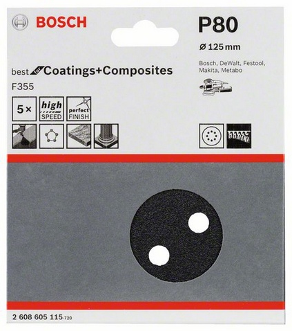 Bosch 2 608 605 115 Sliptillbehör 5 styck Slipskiva
