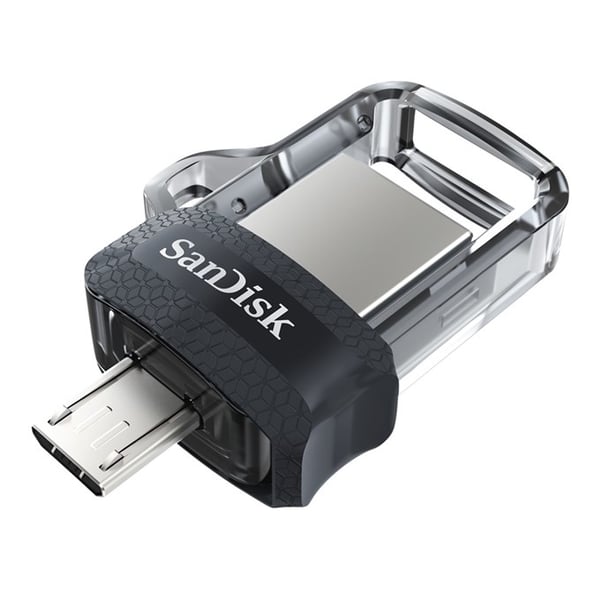 SanDisk 173386 USB-muisti 128 GB USB Type-A / Micro-USB Musta, Läpinäkyvä