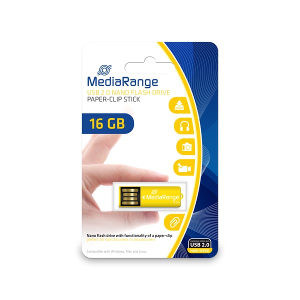 Miniatyrbillede 1 af 2: MediaRange MR976 USB-nøgle 16 GB USB Type-A 2.0 Gul