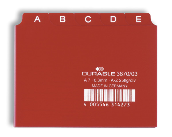 Durable 367003 faneskiller Alfabetisk faneindeks PVC Rød