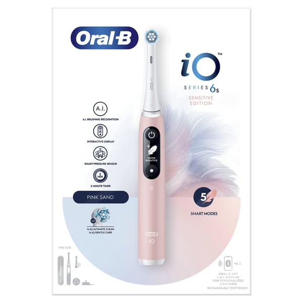 Miniatyrbild 6 av 7: Oral-B iO 6S Vuxen Vibrerande tandborste Rosa, Vit
