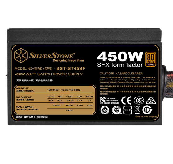 Silverstone ST45SF strömförsörjningsenheter 450 W 20+4 pin ATX SFX Svart