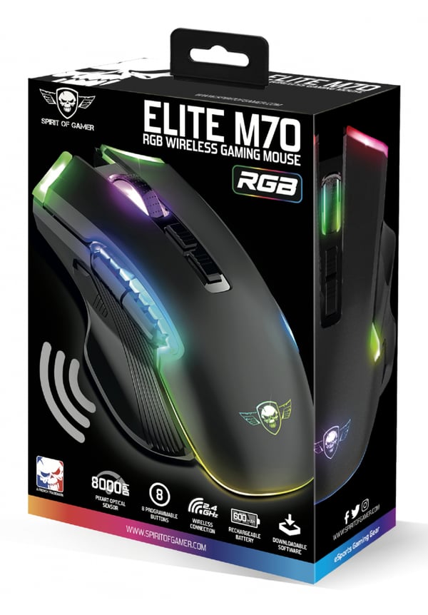 Pikkukuva 3 / 8: Spirit of Gamer ELITE M70 hiiri Pelaaminen Oikeakätinen RF Wireless + Bluetooth Optinen 4800 DPI