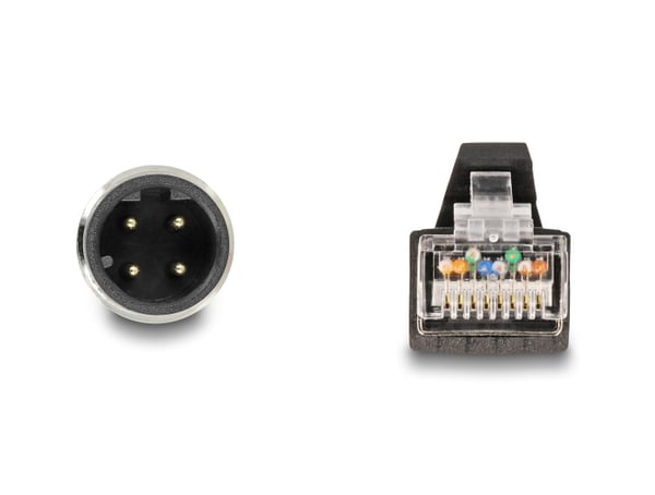 DELOCK M12 D-kodet 4-polet han til RJ45 han PUR(TPU) kabel 5m