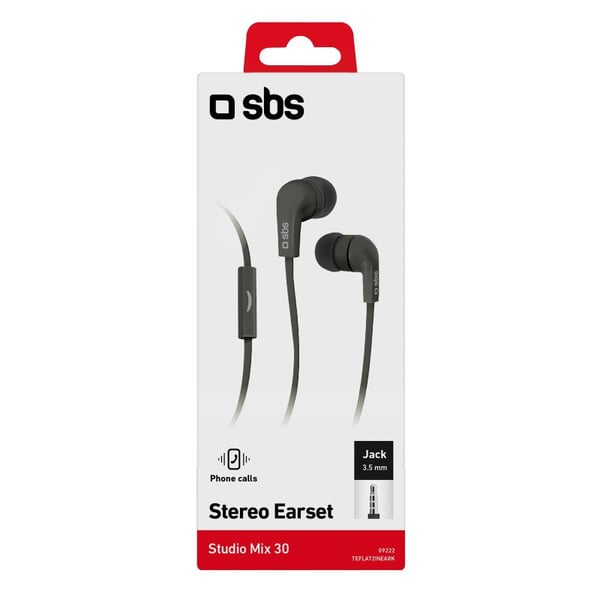 Miniatyrbillede 2 af 2: SBS TEFLAT2INEARK hovedtelefoner/headset Ledningsført I ørerne Opkald/musik Sort