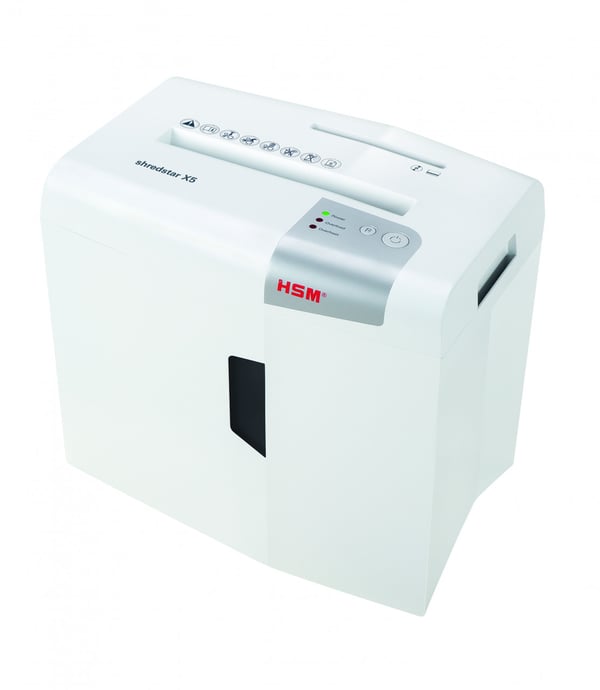 HSM X5 paperisilppuri Silpuksi leikkaava 58 dB 22 cm Hopea, Valkoinen