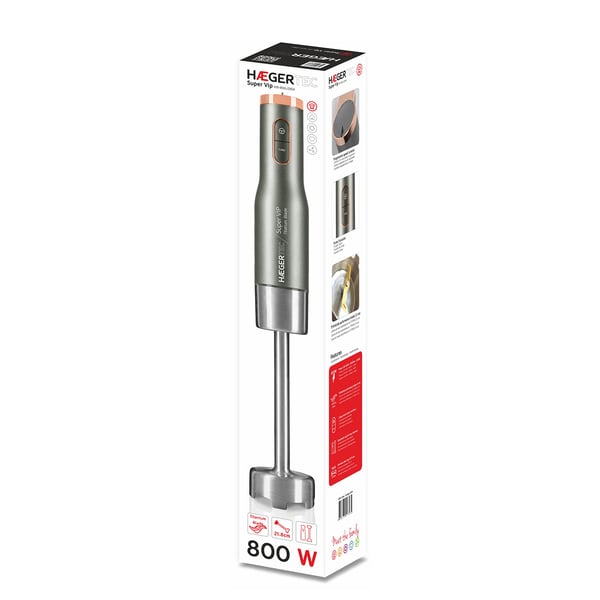 Haeger HB-80G.026A tehosekoitin Upotettava sekoitin 800 W Harmaa, Ruostumaton teräs