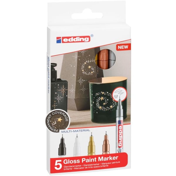 Edding 780 Svart, Koppar, Guld, Silver, Vit 5 styck