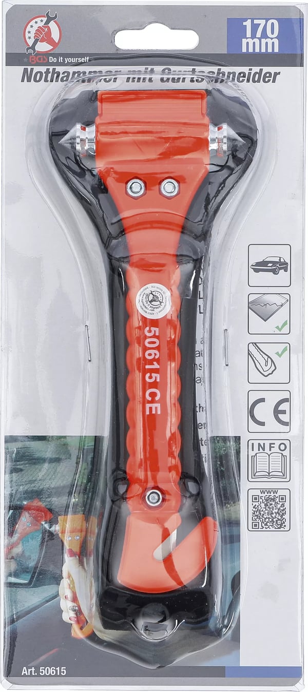 BGS technic Emergency Hammer with Seat Belt Cutter