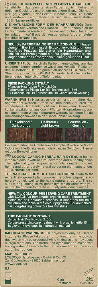 LOGONA Herbal Hair Dye hårfarve Brun 100 g