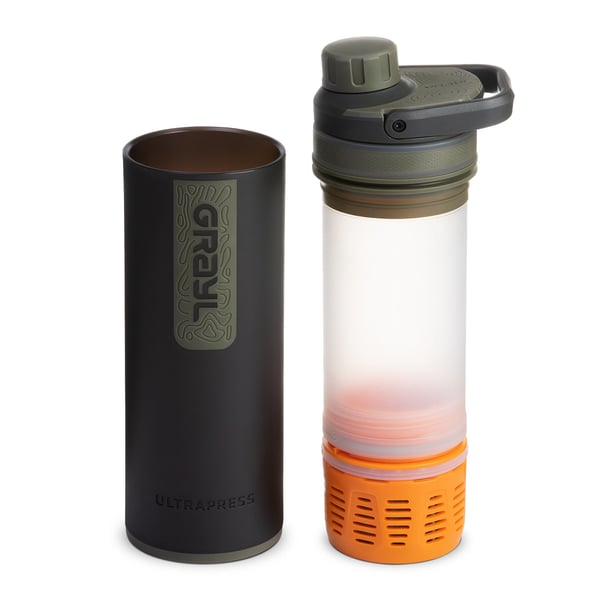 Grayl UltraPress Vandring 500 ml Akrylnitrilbutadienstyren (ABS), Polypropylen (PP), Silikon, Termoplastisk elastomer (TPE) Svart