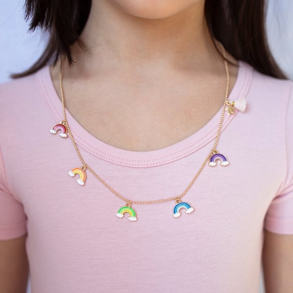 OOLY Amy Necklace Rainbow Kuglehalskæde Hunstik Metal
