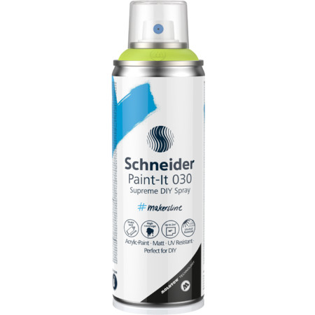 Miniatyrbillede 1 af 9: Schneider Schreibgeräte Paint-It 030 Supreme DIY Spray akrylmaling 200 ml Lime Spraydåse
