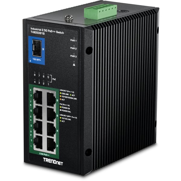 Miniatyrbild 1 av 5: Trendnet TI-BG5091B nätverksswitchar Ohanterad 2.5G Ethernet (100/1000/2500) Strömförsörjning via Ethernet (PoE) stöd Svart