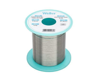 Miniatyrbild 1 av 4: Weller WSW SCN M1 0,8mm, 100g, Sn0,6Cu0,05Ni3,5% Lödtråd