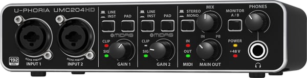 Behringer UMC204HD täydentävä musiikkilaite