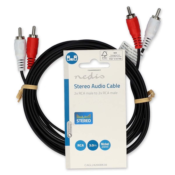 Nedis CAGL24200BK30 audiokaapeli 3 m 2 x RCA Musta