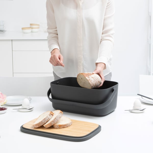 Brabantia 128264 brødkasse Rektangulær Sort, Træ