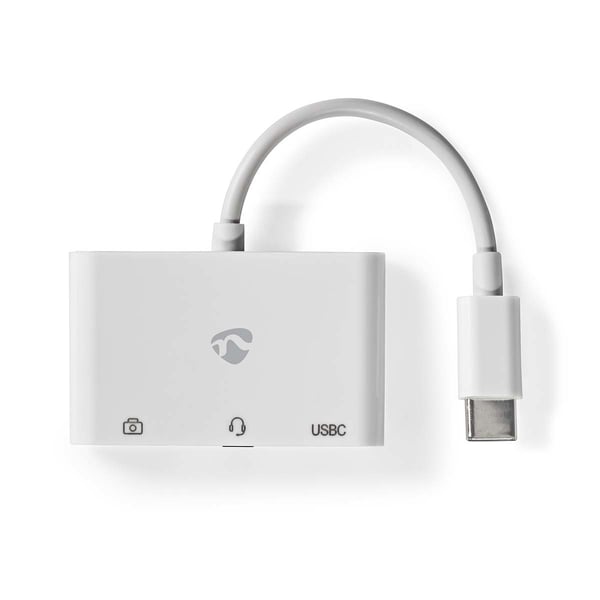 Nedis CCGB64790WT01 kannettavien tietokoneiden telakka ja porttitoistin Langallinen USB 2.0 Type-C Valkoinen