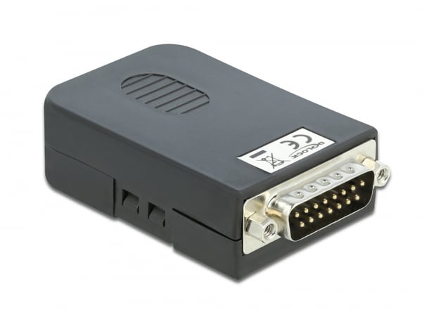 DeLOCK 66568 kabelomvandlare (hane/hona) serial Sub-D15 16 pin terminal block Svart