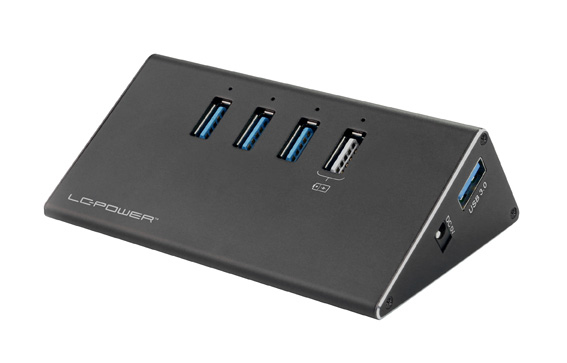 Miniatyrbillede 1 af 3: LC-Power LC-HUB-ALU-2B-4 - Hub - 3 x SuperSpeed USB 3.0 + 1 x SuperSpeed USB 3.0 (opladning)