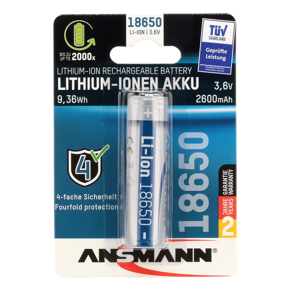 Ansmann Li-Ion Akku 18650 Genopladeligt batteri Lithium-Ion (Li-Ion)
