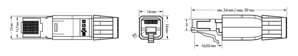 Pikkukuva 3 / 3: Wago 750-975 liitinjohto RJ-45 Harmaa