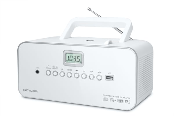 Miniatyrbillede 1 af 4: Muse M-28RDW bærbar stereosystem Digital 3 W FM, MW Hvid MP3-afspilning