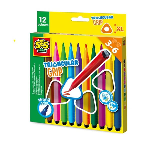 SES Creative 14696 märkpennor 12 styck Rundad spets Multifärg
