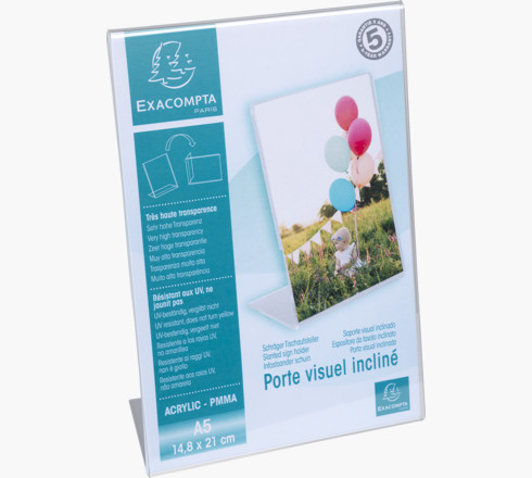Exacompta 85058D skilteholder & informationsstativ A5 Polymethylmethacrylat (PMMA) Transparent