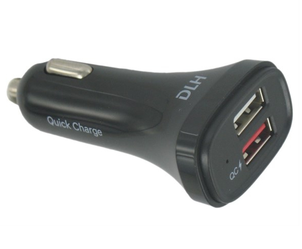DLH DY-AU2861B mobiililaitteen laturi Älypuhelin, Tabletti Musta USB Pikalataus Auto