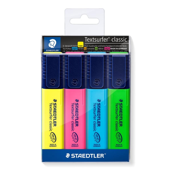 Staedtler Textsurfer classic 364 speedmarker 4 stk Mejselspids Blå, Grøn, Lyserød, Gul Staedtler Textsurfer classic 364 speedmarker 4 stk Mejselspids Blå, Grøn, Lyserød, Gul