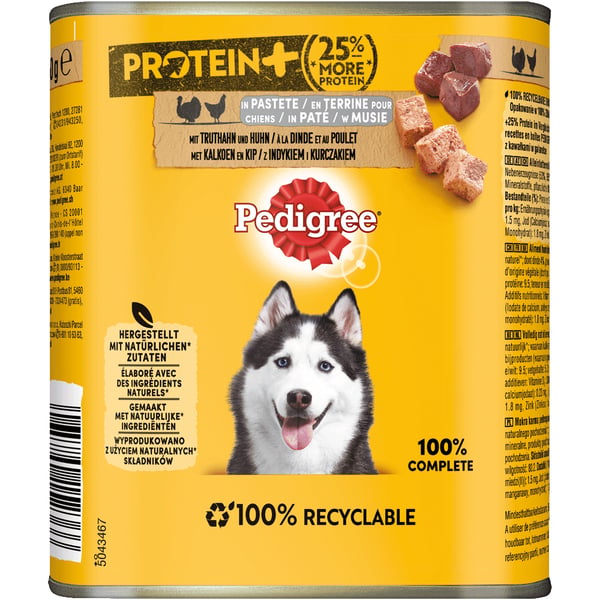 Pedigree 3065890152366 blötfoder till hund Kyckling, Turkiet Vuxen 800 g