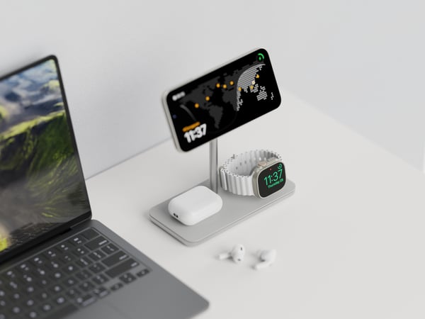 LINQ LQ48038 oplader til mobil enhed Headset, SmartWatch Sølv, Hvid Vekselstrøm Trådløs opladning Indendørs