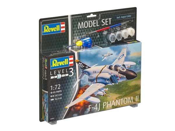 Revell Model Set F-4J Phantom II Luftfarkostmodell med fast vinge Monteringssats 1:72