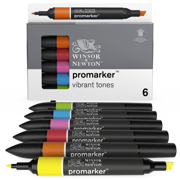 Miniatyrbillede 1 af 6: Winsor & Newton 884955070352 speedmarker 6 stk Blandet Blå, Grøn, Orange, Lyserød, Rød, Gul