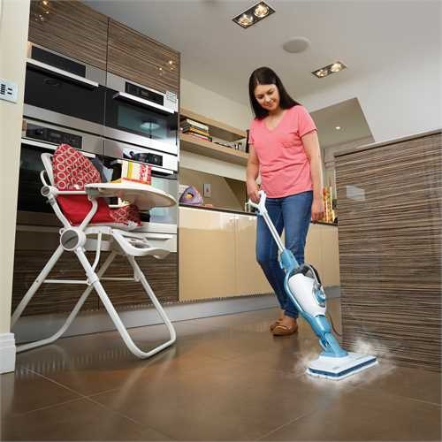 Miniatyrbillede 3 af 4: Black & Decker 9IN1 Steam-mop Dampmoppe 0,5 L 1300 W Turkis, Hvid