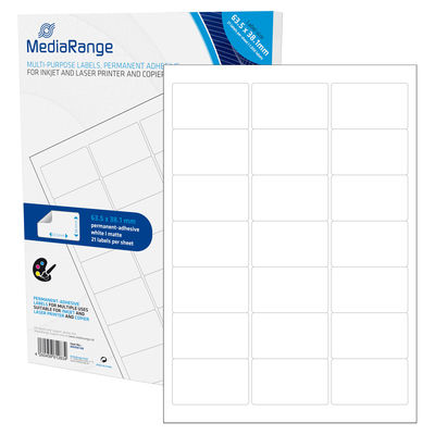 MediaRange MRINK148 självhäftande etiketter Permanent Vit 1050 styck