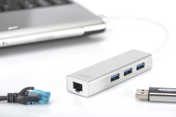 Miniatyrbillede 3 af 7: DIGITUS USB 3.0 3-Port Hub & Gigabit LAN-Adapter