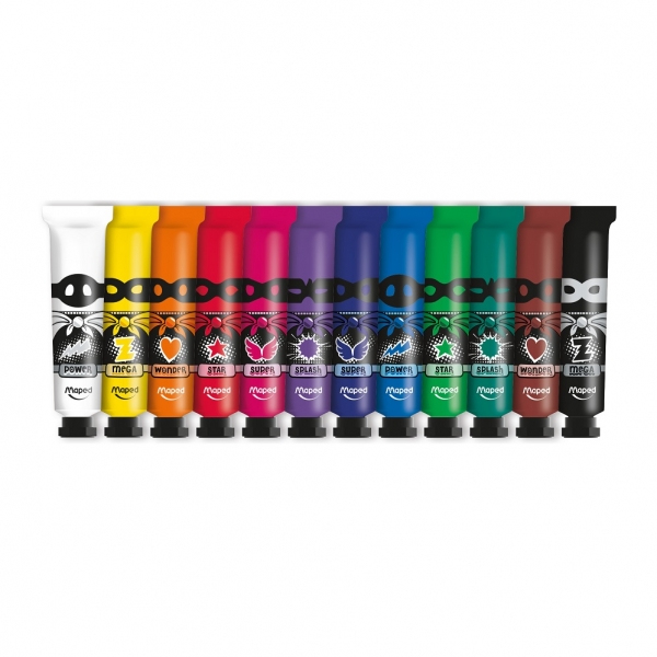 Miniatyrbillede 3 af 3: Maped M810510 hobbymaling Gouache 12 ml 12 stk